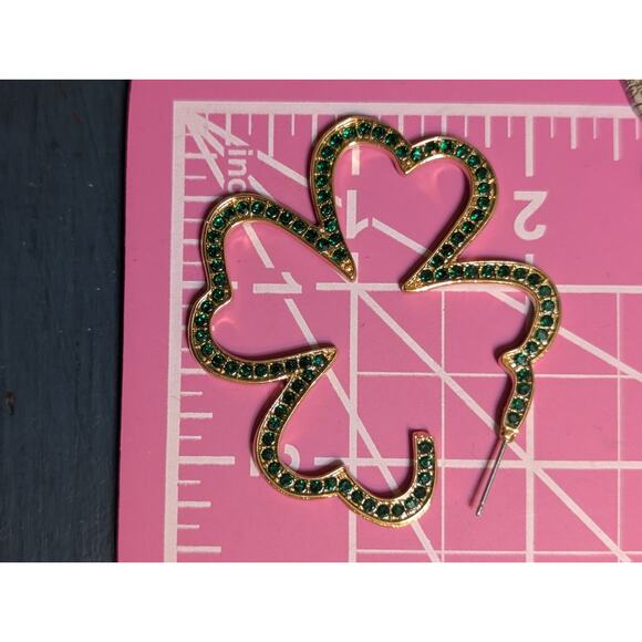 Lot of Three Pair Earrings -- Two Shamrock & One Large Gold Tube Hoop Earring - Picture 6 of 9